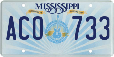 MS license plate ACO733