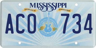 MS license plate ACO734