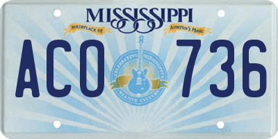 MS license plate ACO736