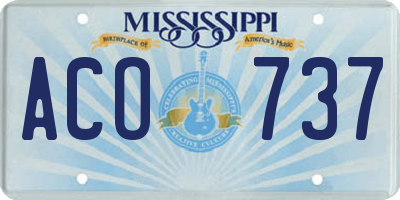 MS license plate ACO737