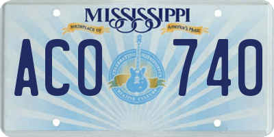 MS license plate ACO740