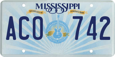 MS license plate ACO742