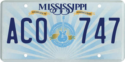 MS license plate ACO747
