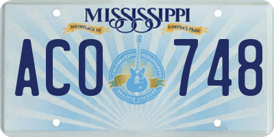 MS license plate ACO748