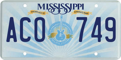 MS license plate ACO749
