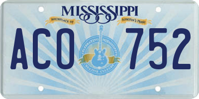 MS license plate ACO752