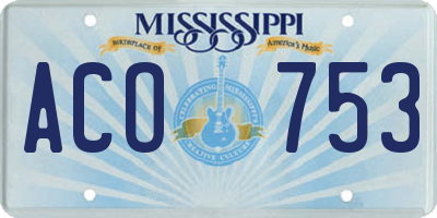 MS license plate ACO753