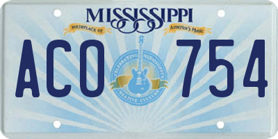 MS license plate ACO754