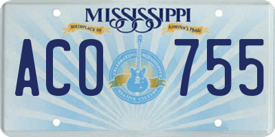 MS license plate ACO755