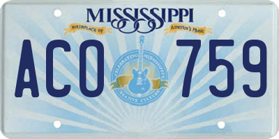 MS license plate ACO759