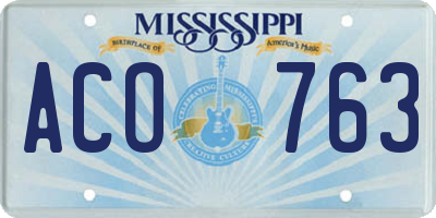 MS license plate ACO763