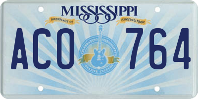 MS license plate ACO764