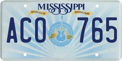 MS license plate ACO765