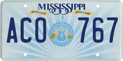 MS license plate ACO767