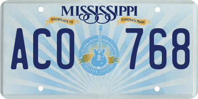 MS license plate ACO768