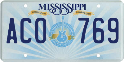 MS license plate ACO769