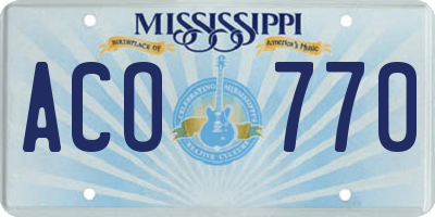 MS license plate ACO770