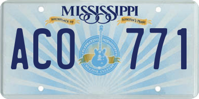 MS license plate ACO771