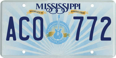 MS license plate ACO772