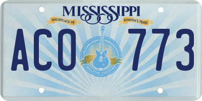 MS license plate ACO773