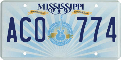 MS license plate ACO774