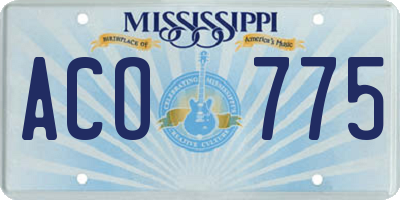 MS license plate ACO775