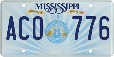 MS license plate ACO776