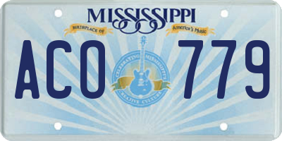 MS license plate ACO779