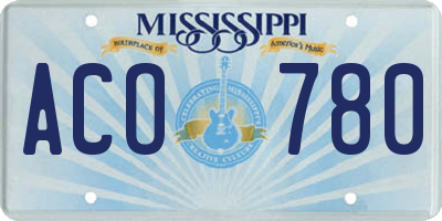 MS license plate ACO780