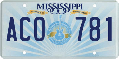 MS license plate ACO781