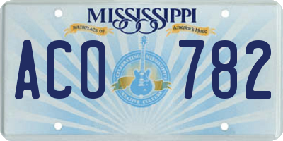MS license plate ACO782