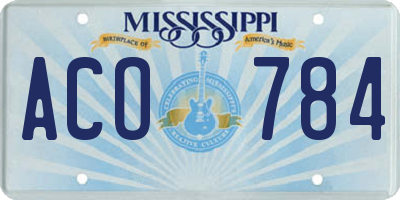 MS license plate ACO784