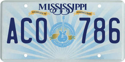 MS license plate ACO786