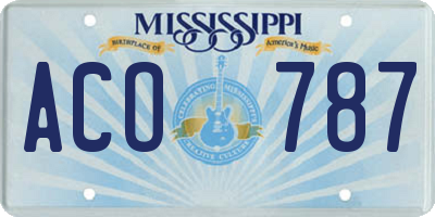 MS license plate ACO787