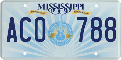 MS license plate ACO788