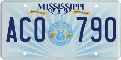 MS license plate ACO790