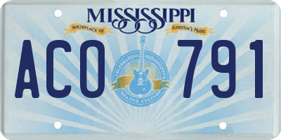 MS license plate ACO791