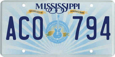 MS license plate ACO794