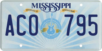MS license plate ACO795