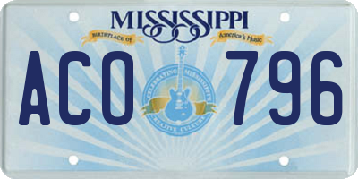 MS license plate ACO796