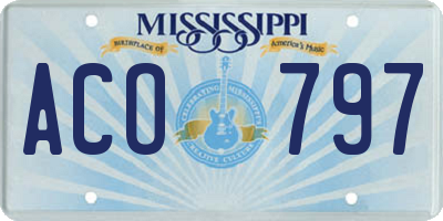 MS license plate ACO797