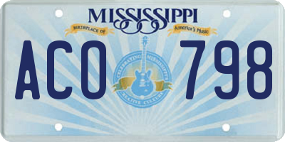 MS license plate ACO798
