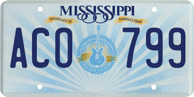MS license plate ACO799