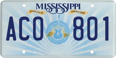 MS license plate ACO801