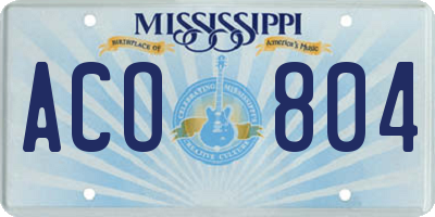 MS license plate ACO804