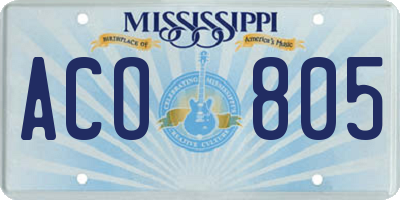 MS license plate ACO805