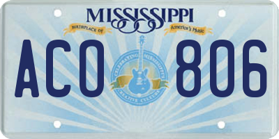MS license plate ACO806
