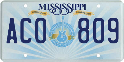 MS license plate ACO809