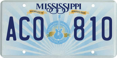 MS license plate ACO810