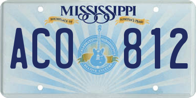 MS license plate ACO812